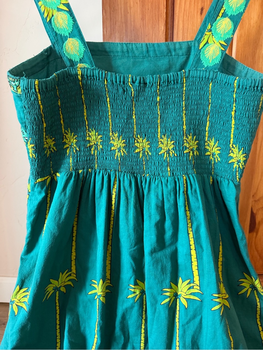 Nimo With Love Organic Cotton Embroidered Dress Green Palm Elephant S - Picture 11 of 12